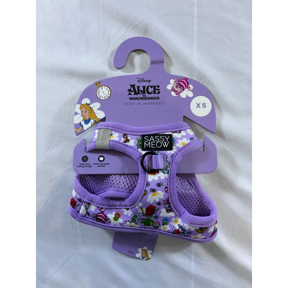 Sassy Woof Disney Alice in Wonderland Step-In Dog Harness Purple XS New